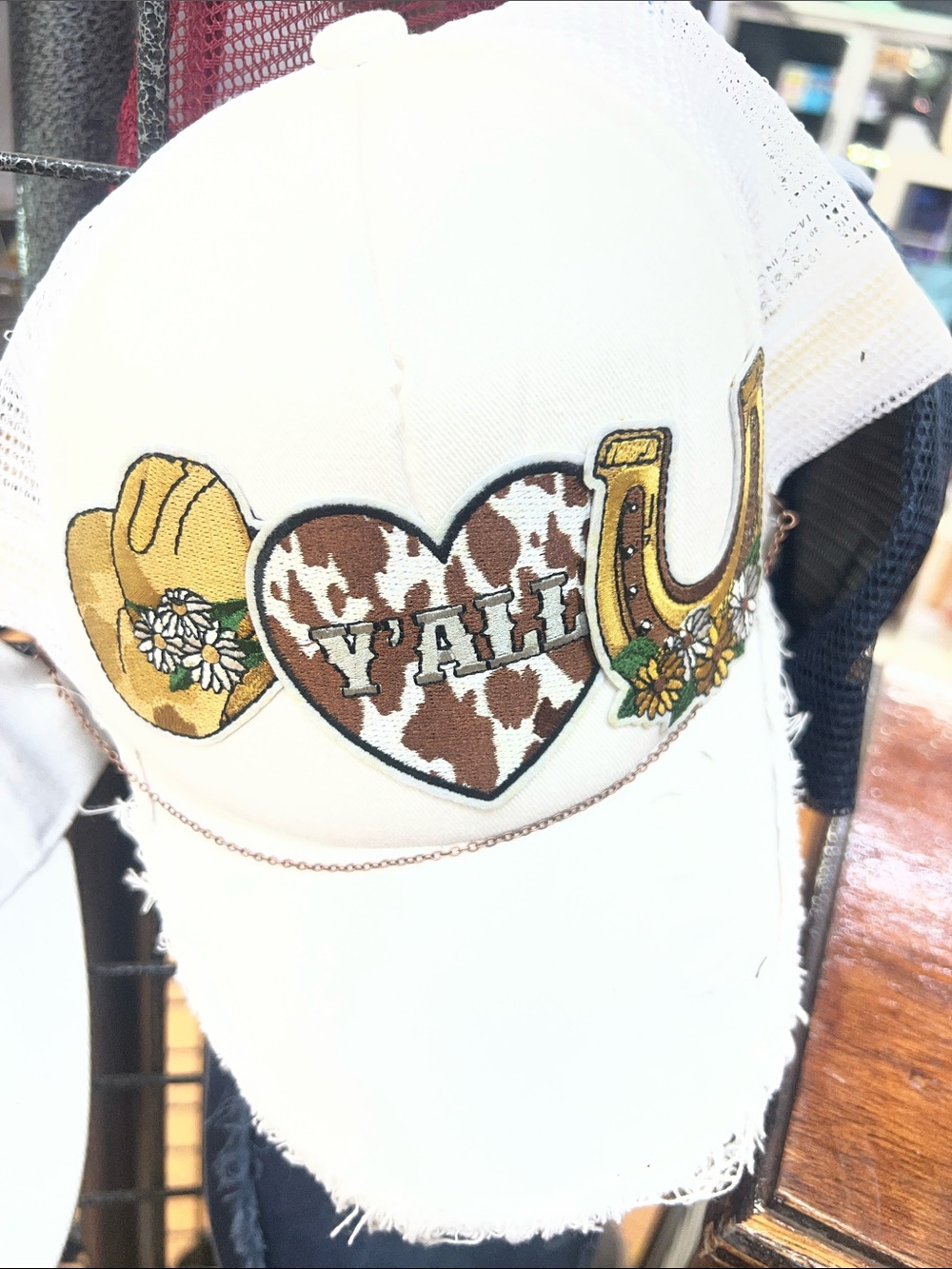 White Trucker Hat with Y'ALL Heart Patch
